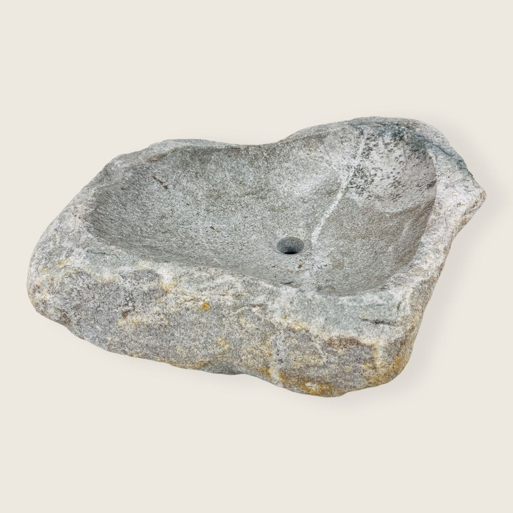 Heart Shaped Grey Streaked River Stone Sink