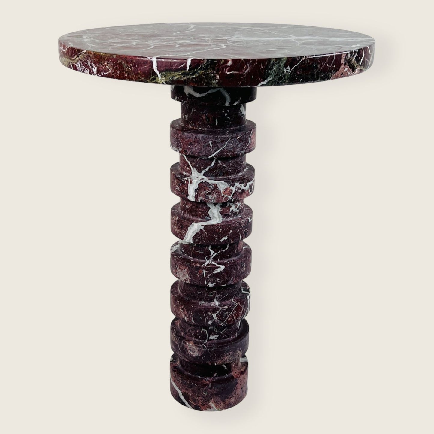 Marble Burgundy Webbed Side Table