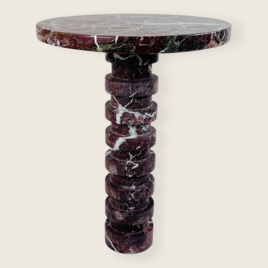 Marble Burgundy Webbed Side Table