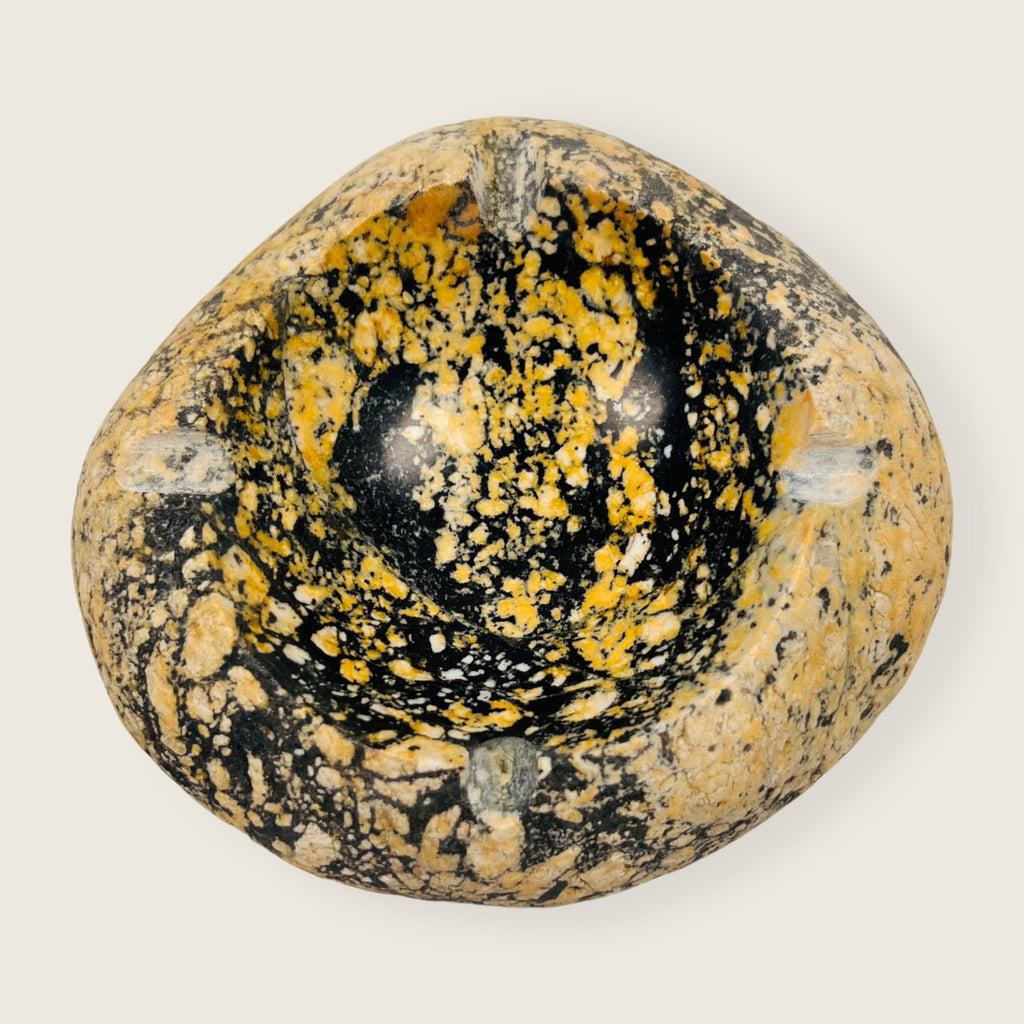 River Stone Yellow And Black Splashed Ash Tray