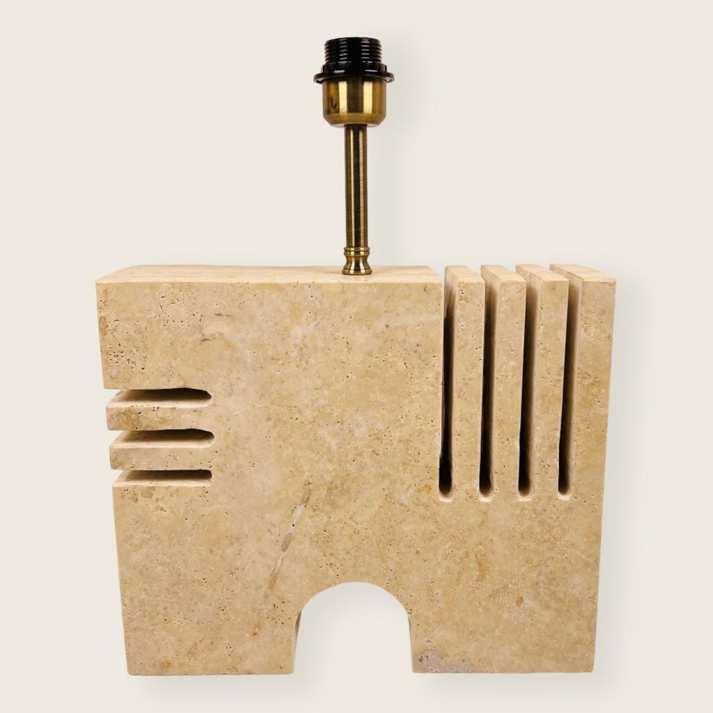 Puzzle Piece Travertine Table Lamp