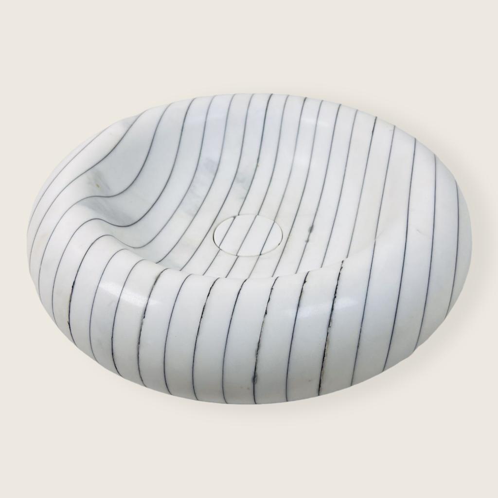 Pinstripe Round Marble Sink