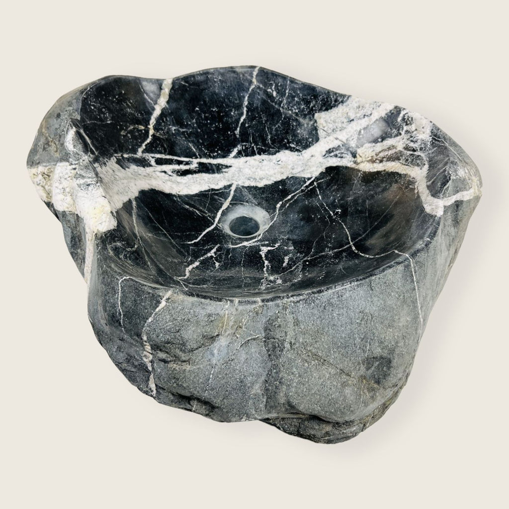 Webbed White Black River Stone Sink