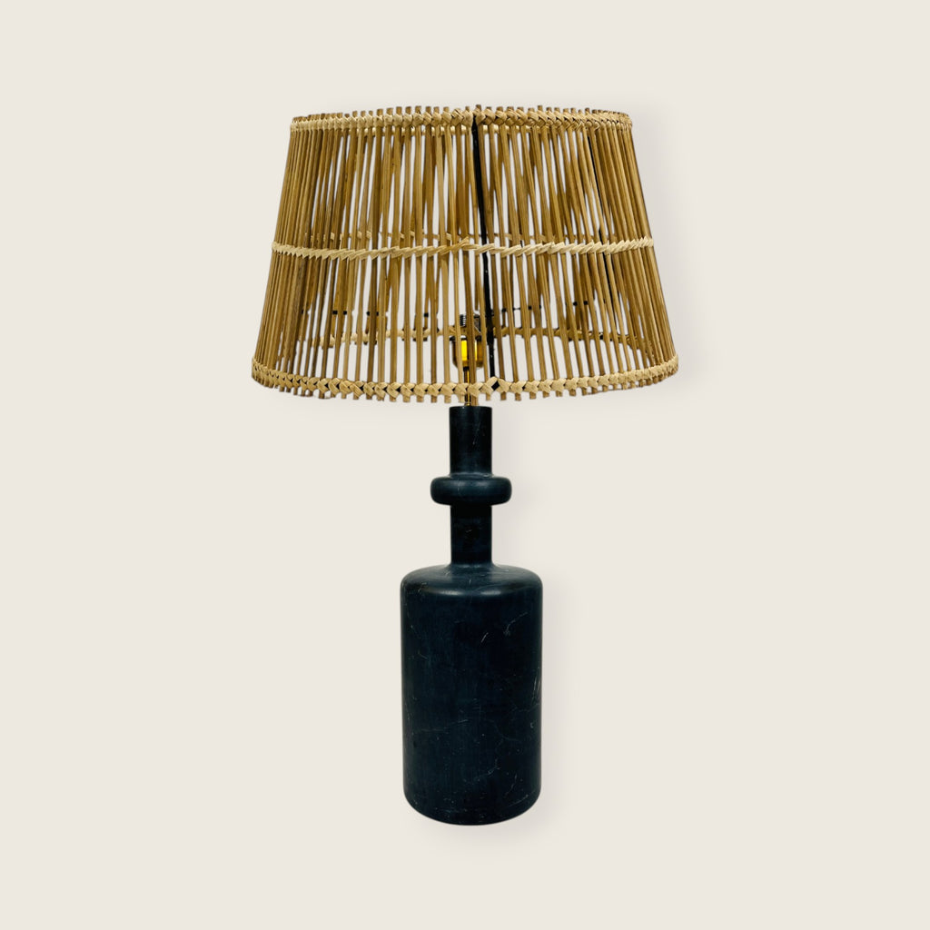 Ringed Bottom Black Marble Table Lamp