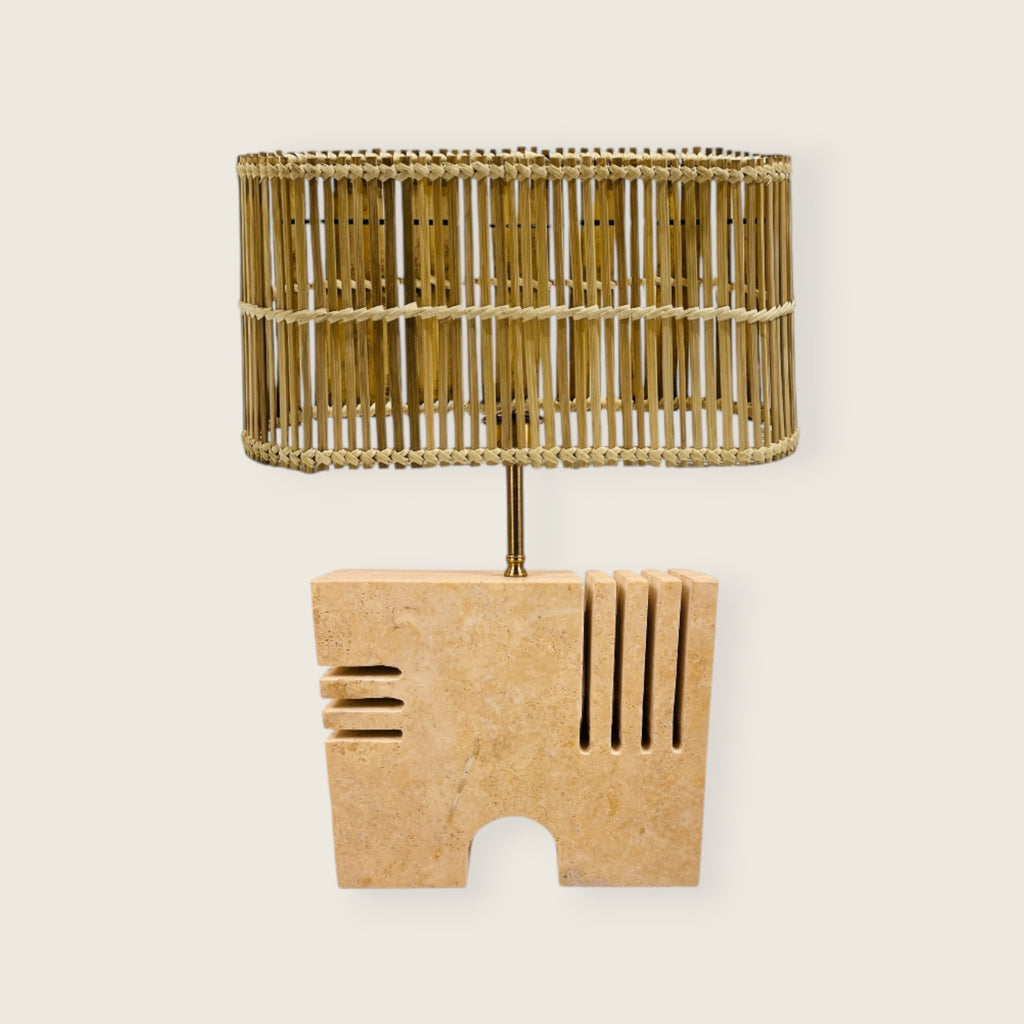 Puzzle Piece Travertine Table Lamp