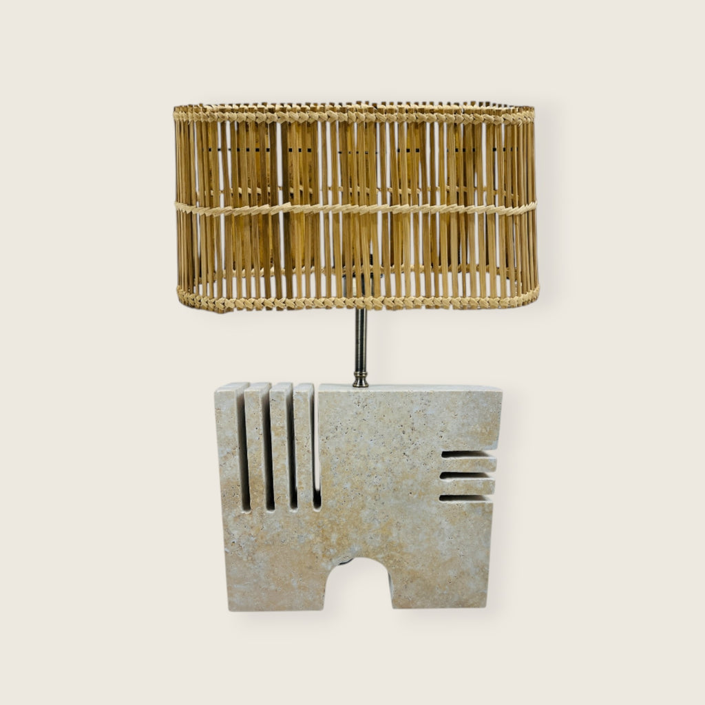Puzzle Piece Travertine Table Lamp