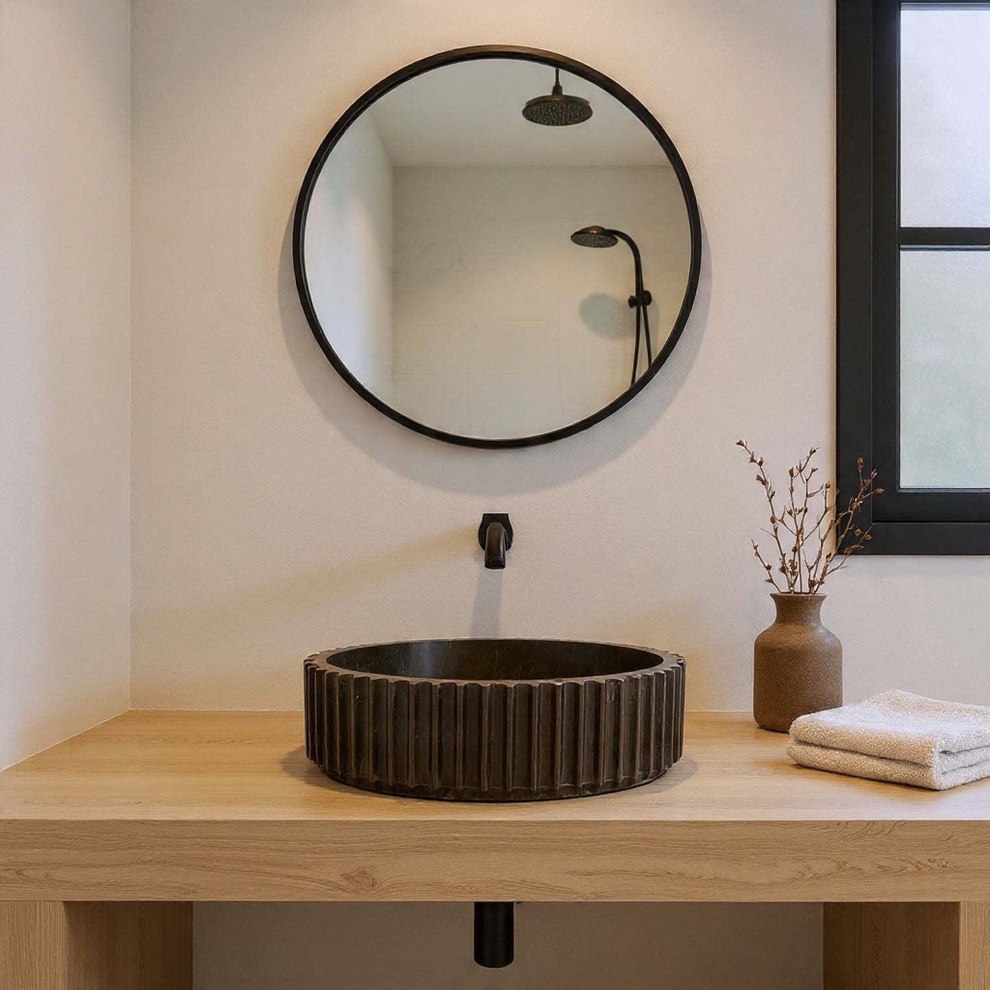 Fluted Sink - Brown