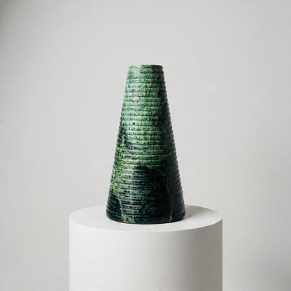Grooved Marble Vase - Green