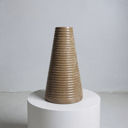 Grooved Marble Vase - Beige