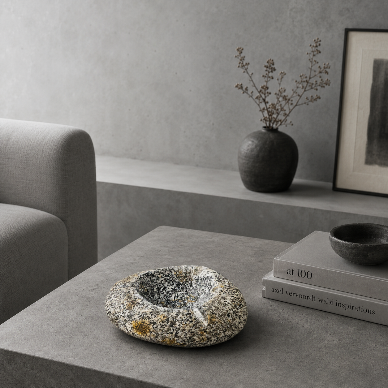 Grain Spotted Ash Tray - River Stone
