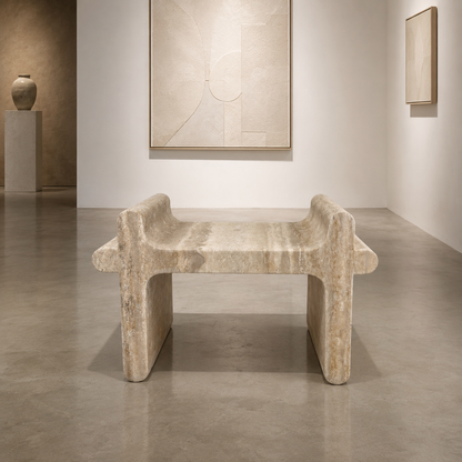Sable Sculpt Bench - Travertine