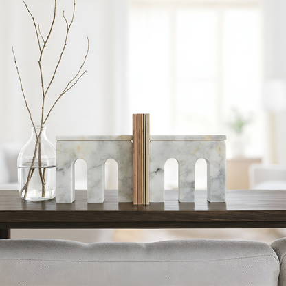 Bridge Bookends Pair - Cheetah White