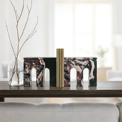Bridge Bookends Pair - Red & White