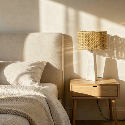 Curvilinear Table Lamp - Travertine