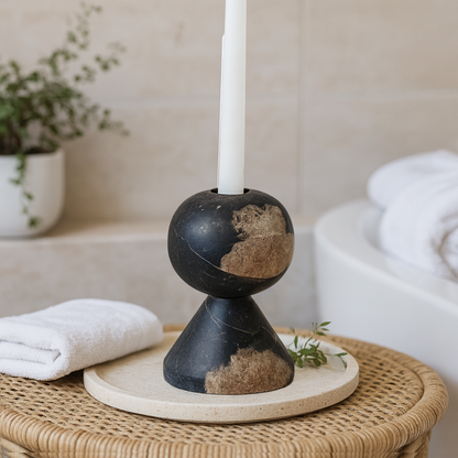 Knob Candle Stand - Black