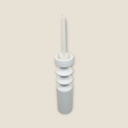 Dual Ringed Candle Stand - White