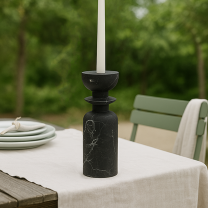 Collared Candle Stand - Black