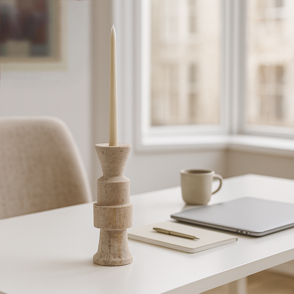 Tiered Candle Stand - Travertine