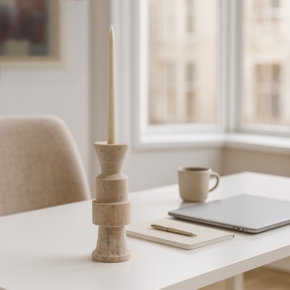Tiered Candle Stand - Travertine