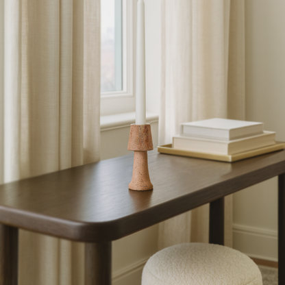 Frustum Capped Candle Stand - Red Matte