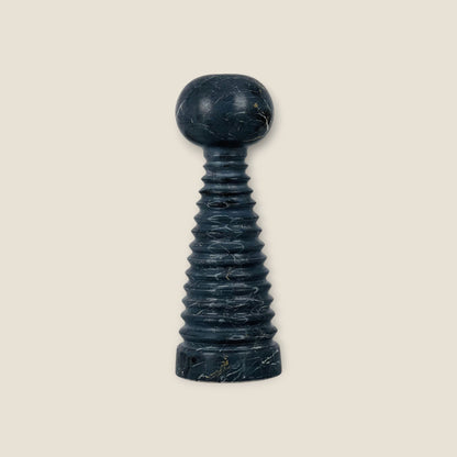 Striated Bobble Candle Stand - Black