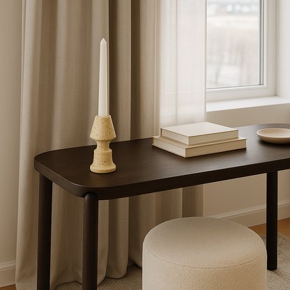 Frustum Capped Candle Stand - Travertine