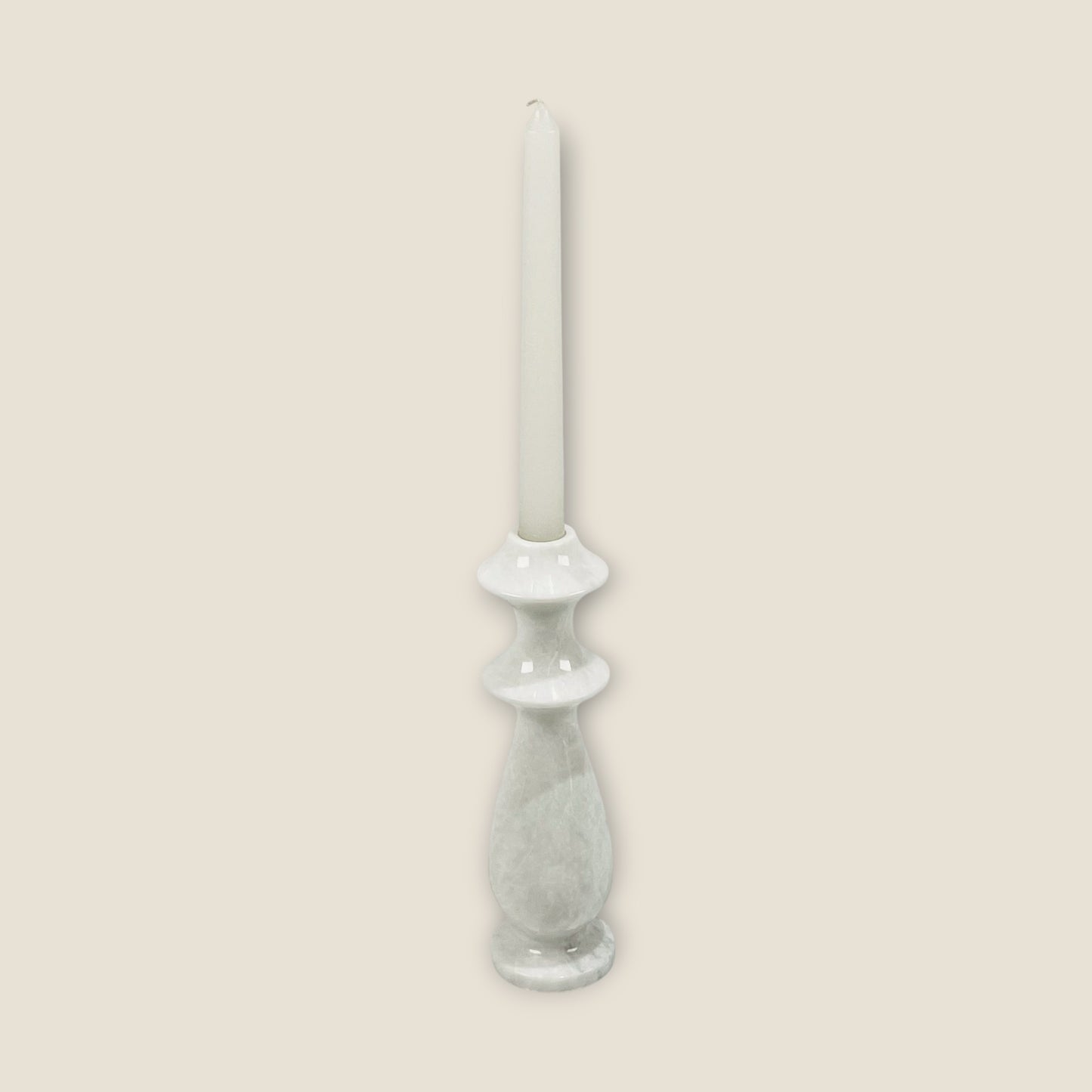 Ringed Bulb Candle Stand - Gray