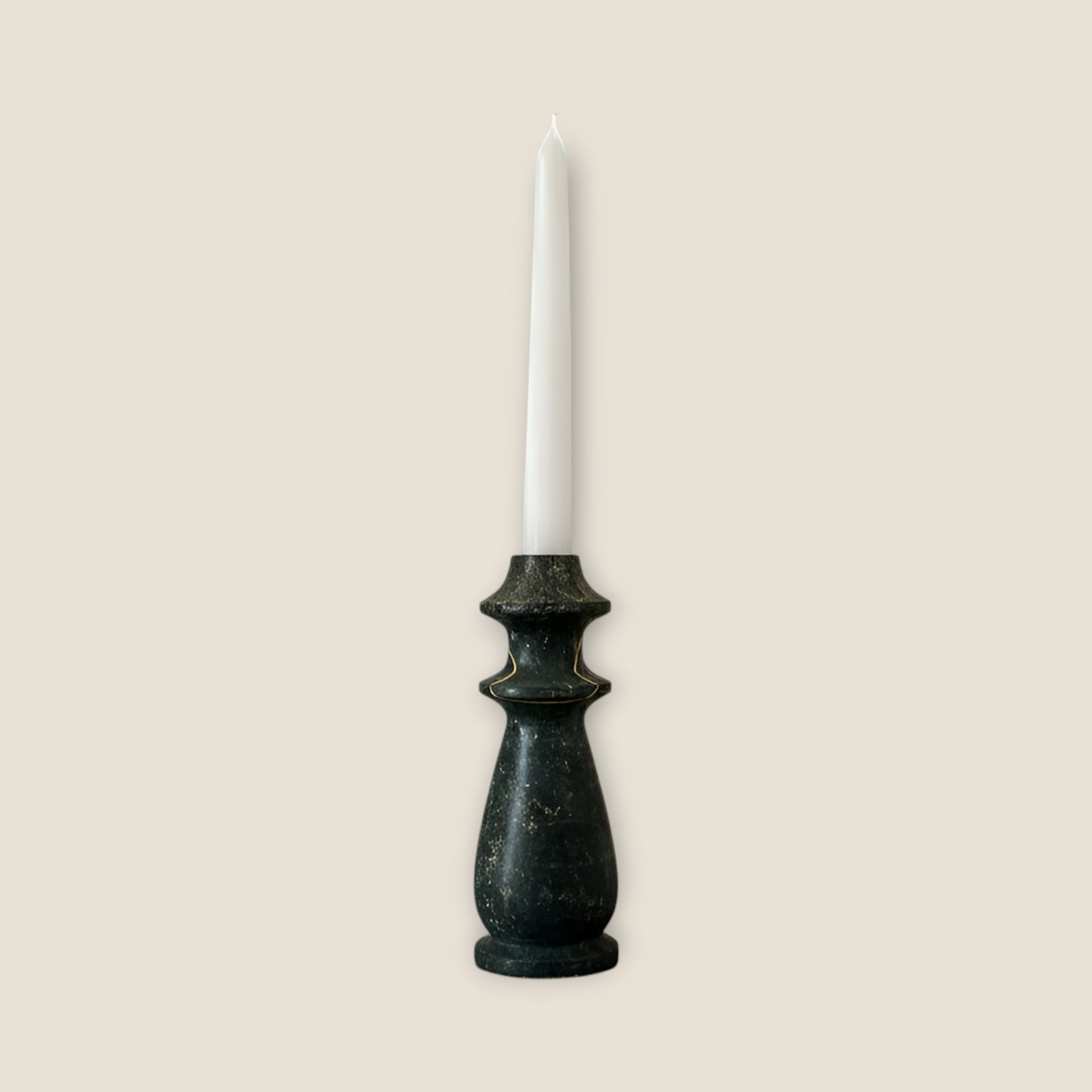 Ringed Bulb Candle Stand - Black