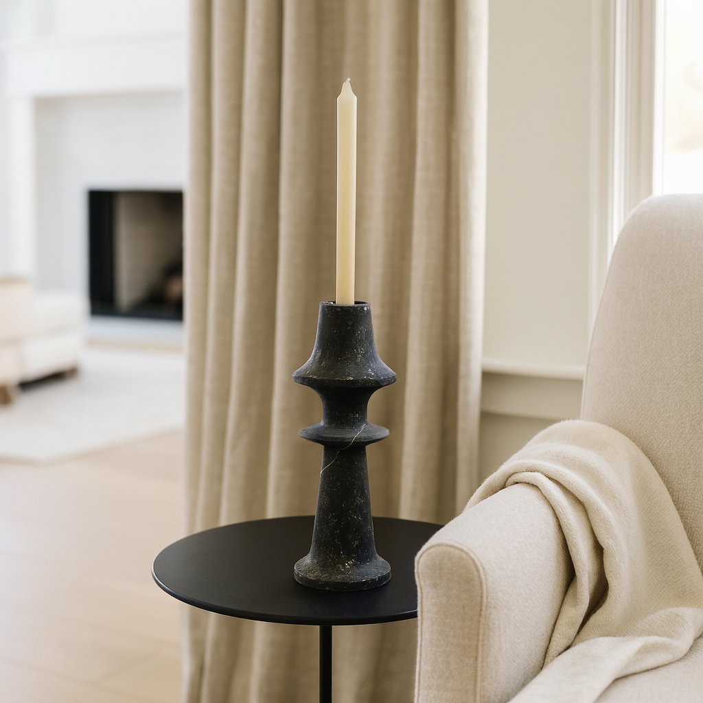 Ringed Mushrom Candle Stand - Black