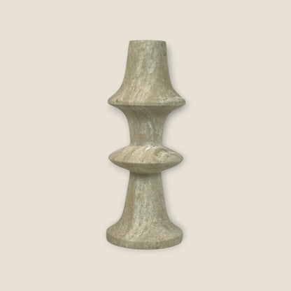 Ringed Mushrom Candle Stand - Travertine