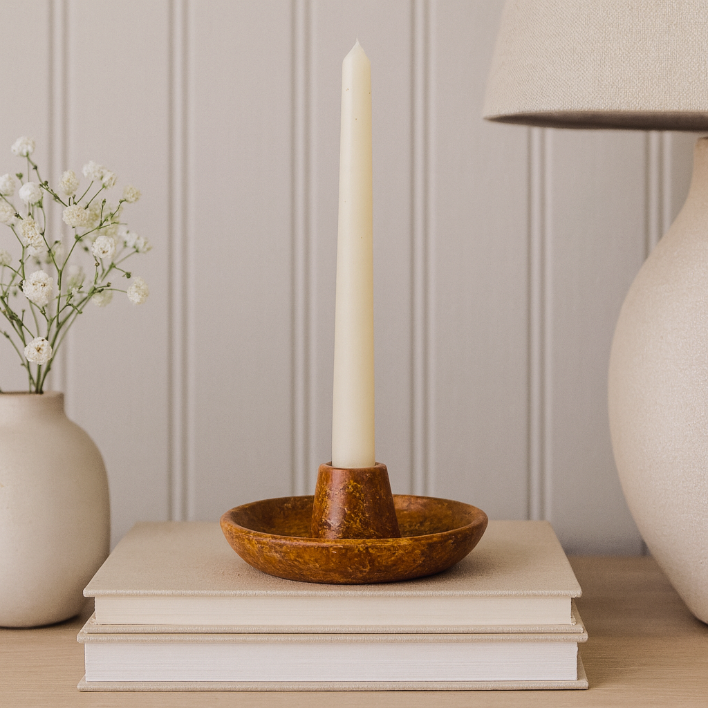 Shallow Dish Candle Holder - Red