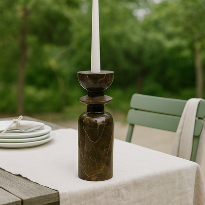 Collared Candle Stand - Brown