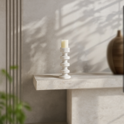 Accordian Candle Stand - Gray & White