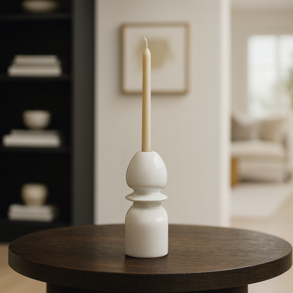 Acorn Candle Stand - White