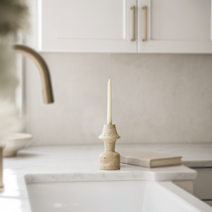 Mushroom Candle Stand - Travertine