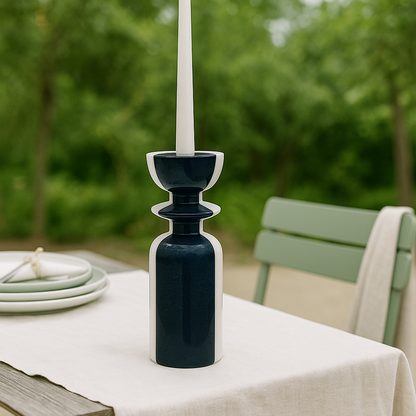 Collared Candle Stand - Black & White