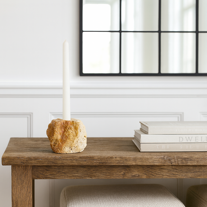 Organic Stone Candle Stand - Travertine