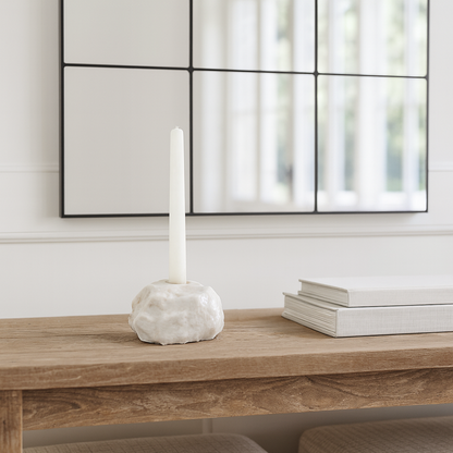 Organic Stone Candle Stand - Gray