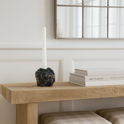 Organic Stone Candle Stand - Black