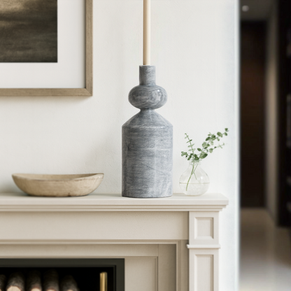 Bulbed Bottle-neck Candle Stand - Gray