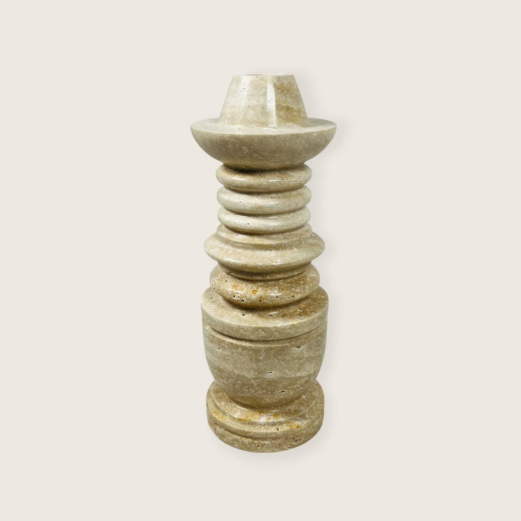 Tiered Light Travertine Candle Stand