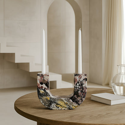 U-Shape Candle Stand - Red & White