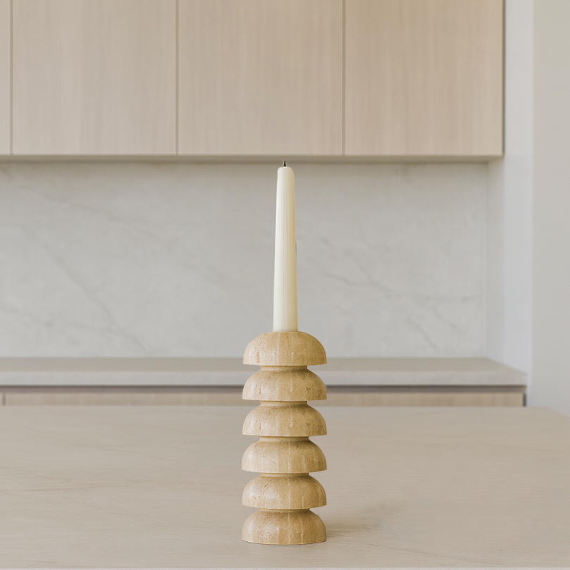 Eline Dome Candle Stand - Travertine