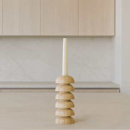 Eline Dome Candle Stand - Travertine