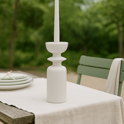 Collared Candle Stand - White