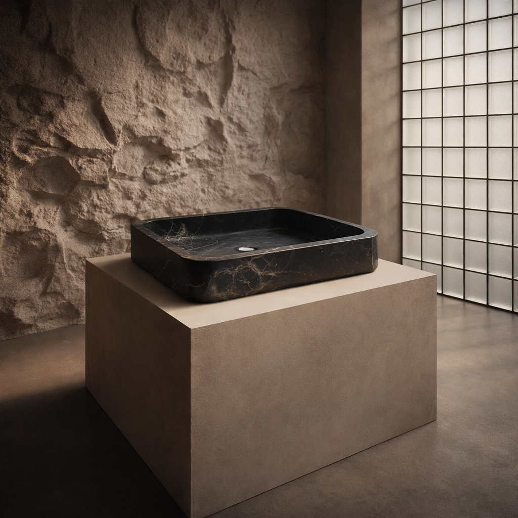 Rounded Rectangle Sink - Polish Black