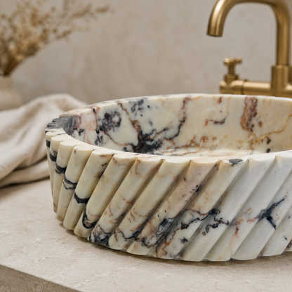 Twist Marble Basin - Red & White