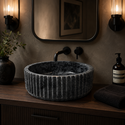 Fluted Sink - Black & Blue