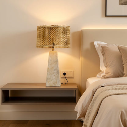 Curvilinear Table Lamp - Travertine