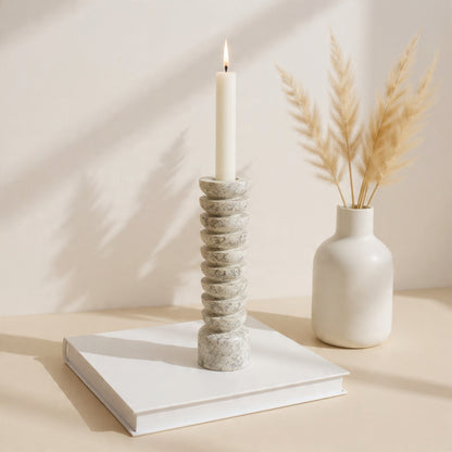Segmented Candle Stand - Travertine